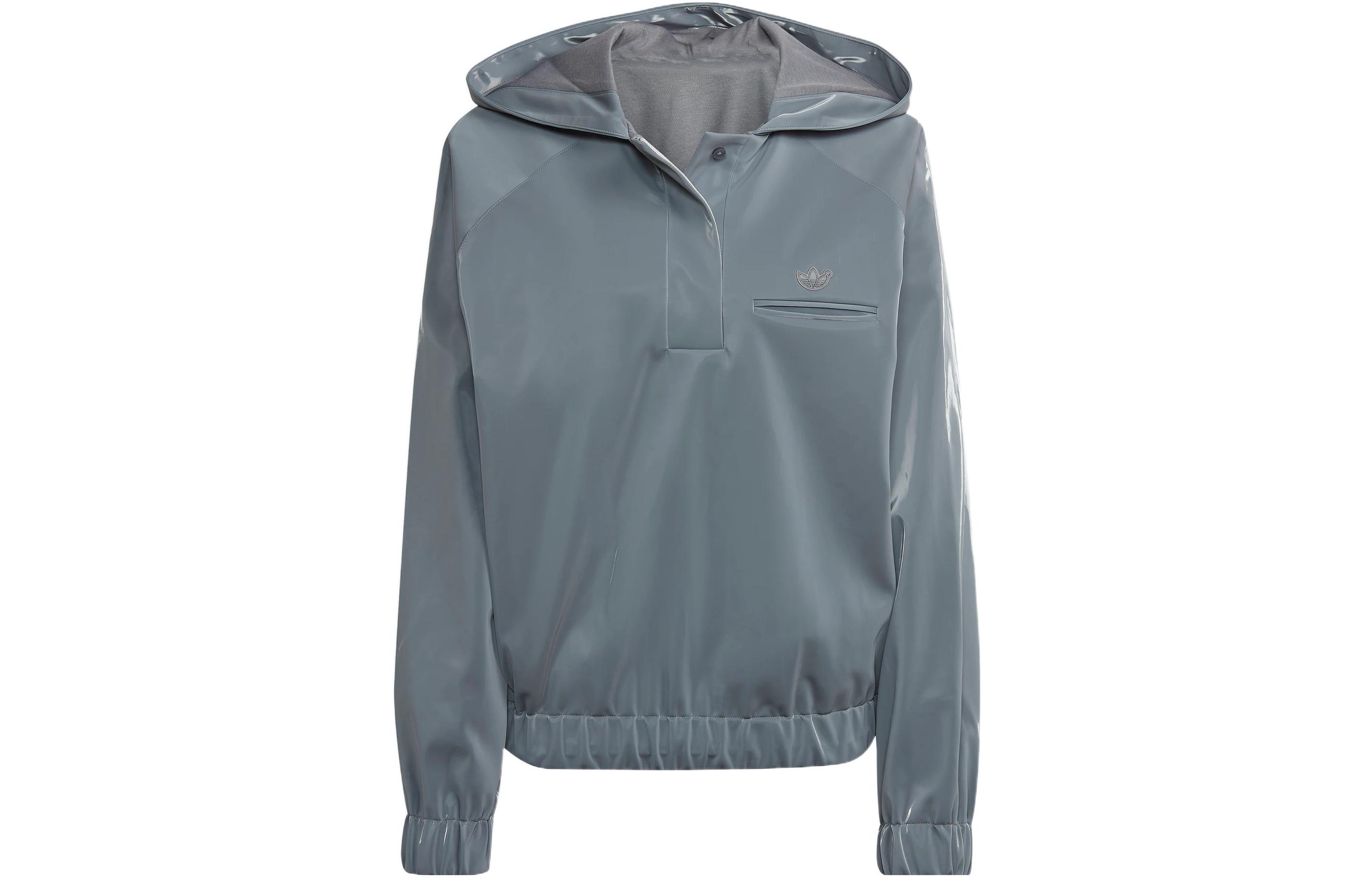 adidas Originals Blue Version Half-Zip Hoodie Unisex Grey Pullover Sweater HM9220 圖 2