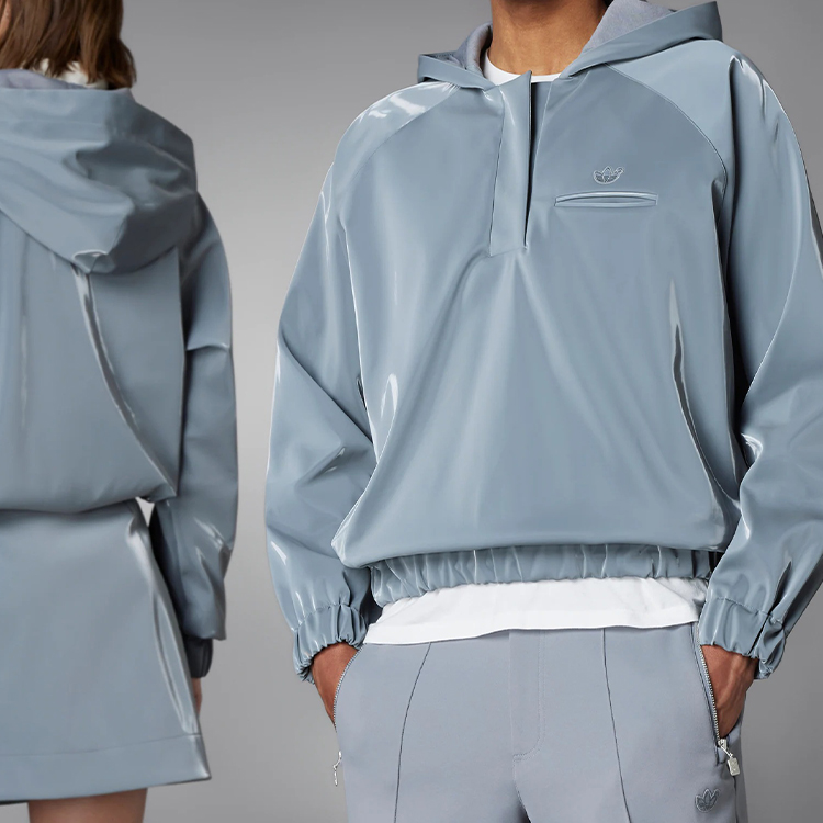 adidas Originals Blue Version Half-Zip Hoodie Unisex Grey Pullover Sweater HM9220 圖 4