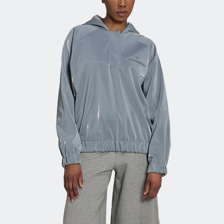 adidas Originals Blue Version Half-Zip Hoodie Unisex Grey Pullover Sweater HM9220 圖 5