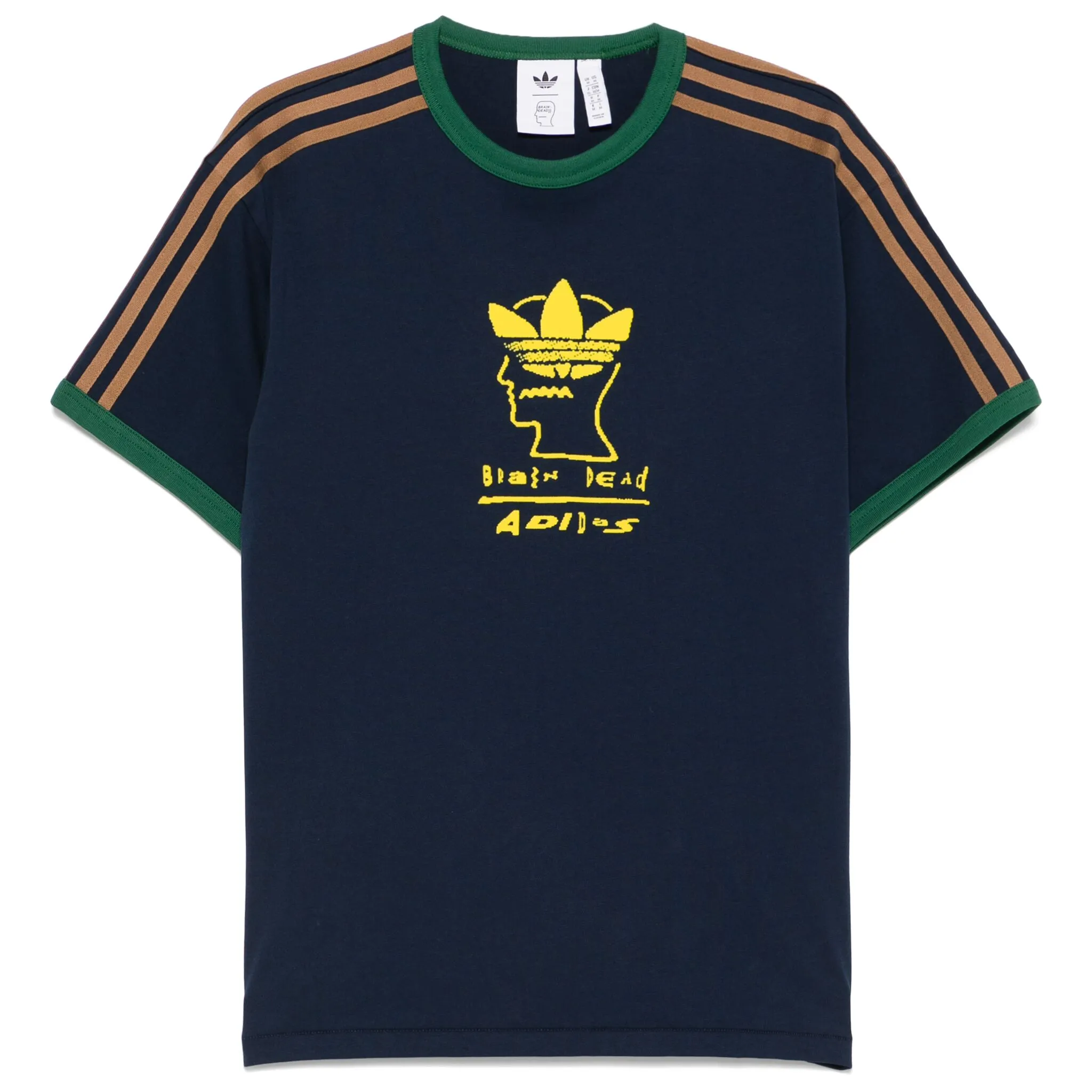 adidas Originals x Brain Dead Navy Blue Logo Striped Cotton Tee Edition JN2412