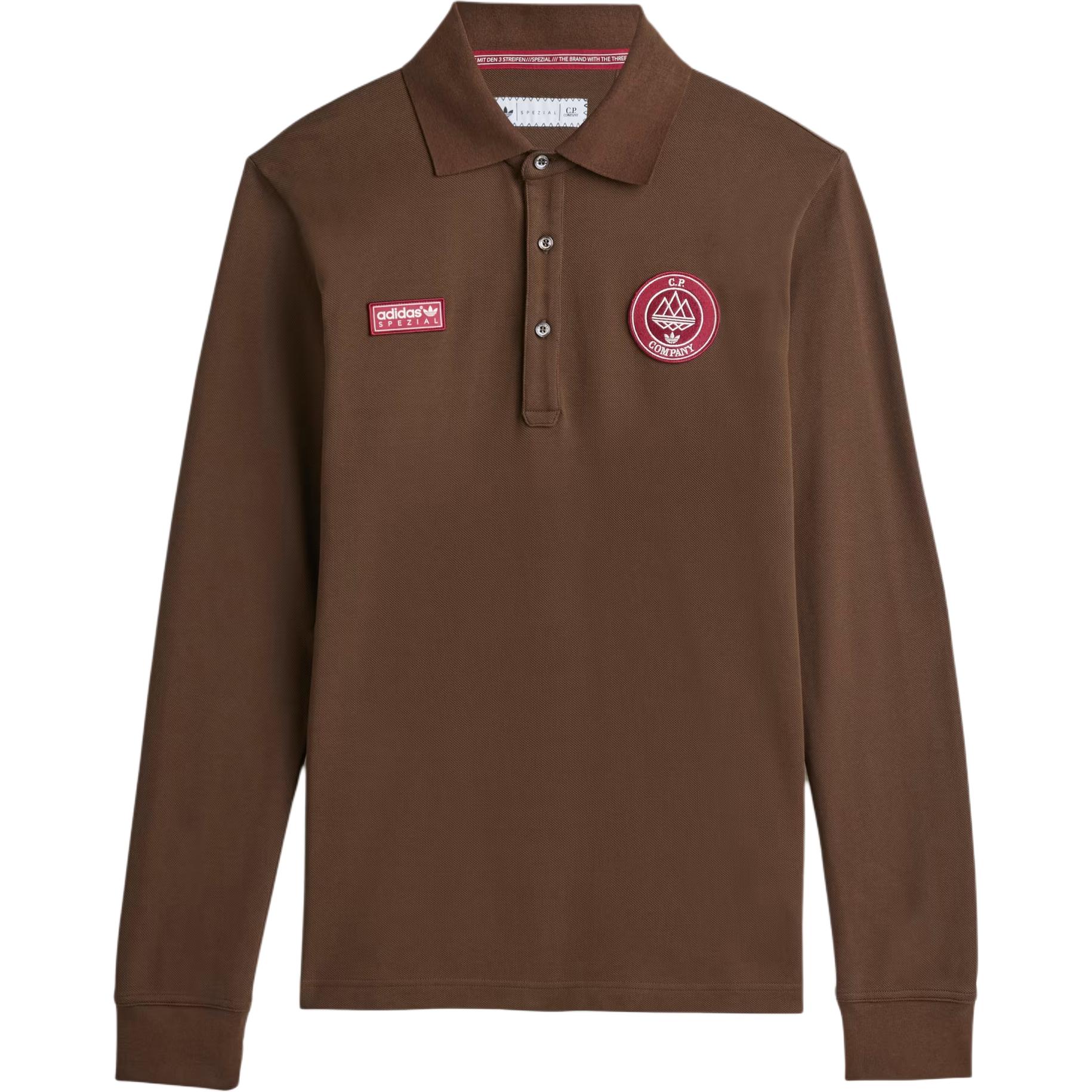 adidas Originals x C.P. Company Brown Embroidered Long Sleeve Polo Shirt Unisex JE8671