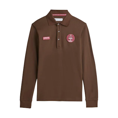 adidas Originals C.P. Company Brown Embroidered Long Sleeve Polo Shirt Unisex JE8671