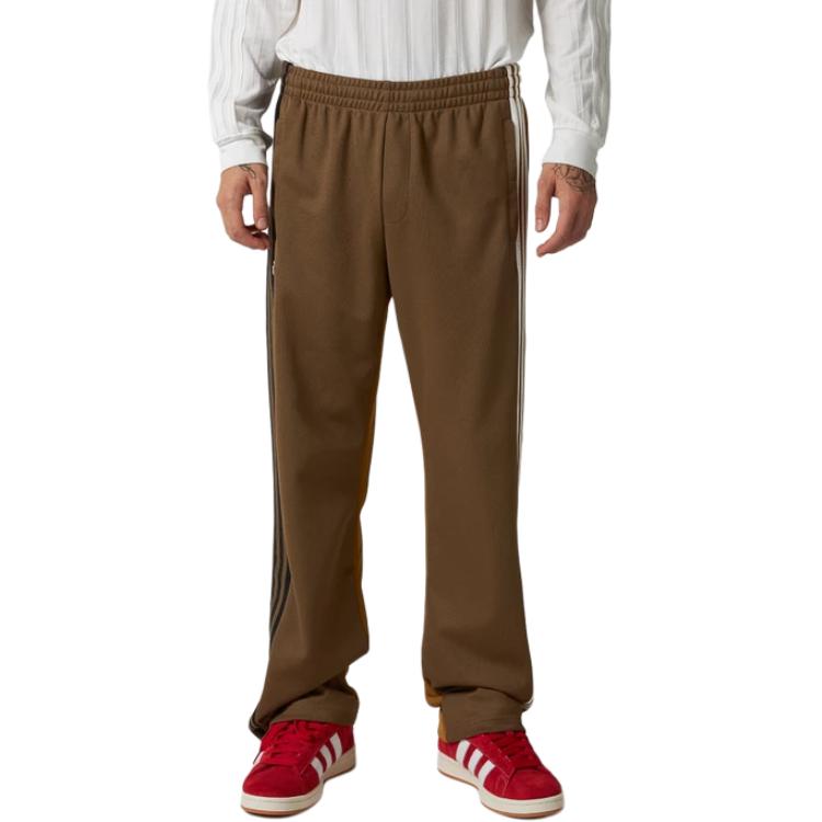 Shop 아디다스 오리지널스 x 클롯 ADIBREAK FW24 브라운 스트라이프 루즈핏 트랙 팬츠 남성. IY6525