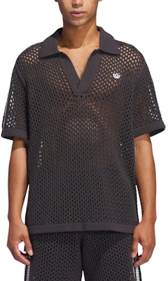 阿迪达斯Originals x CLOT陈冠希条纹网眼POLO衫黑色男女同款 FW24 JE9593 Details for 阿迪达斯Originals x CLOT陈冠希条纹网眼POLO衫黑色男女同款 FW24 JE9593