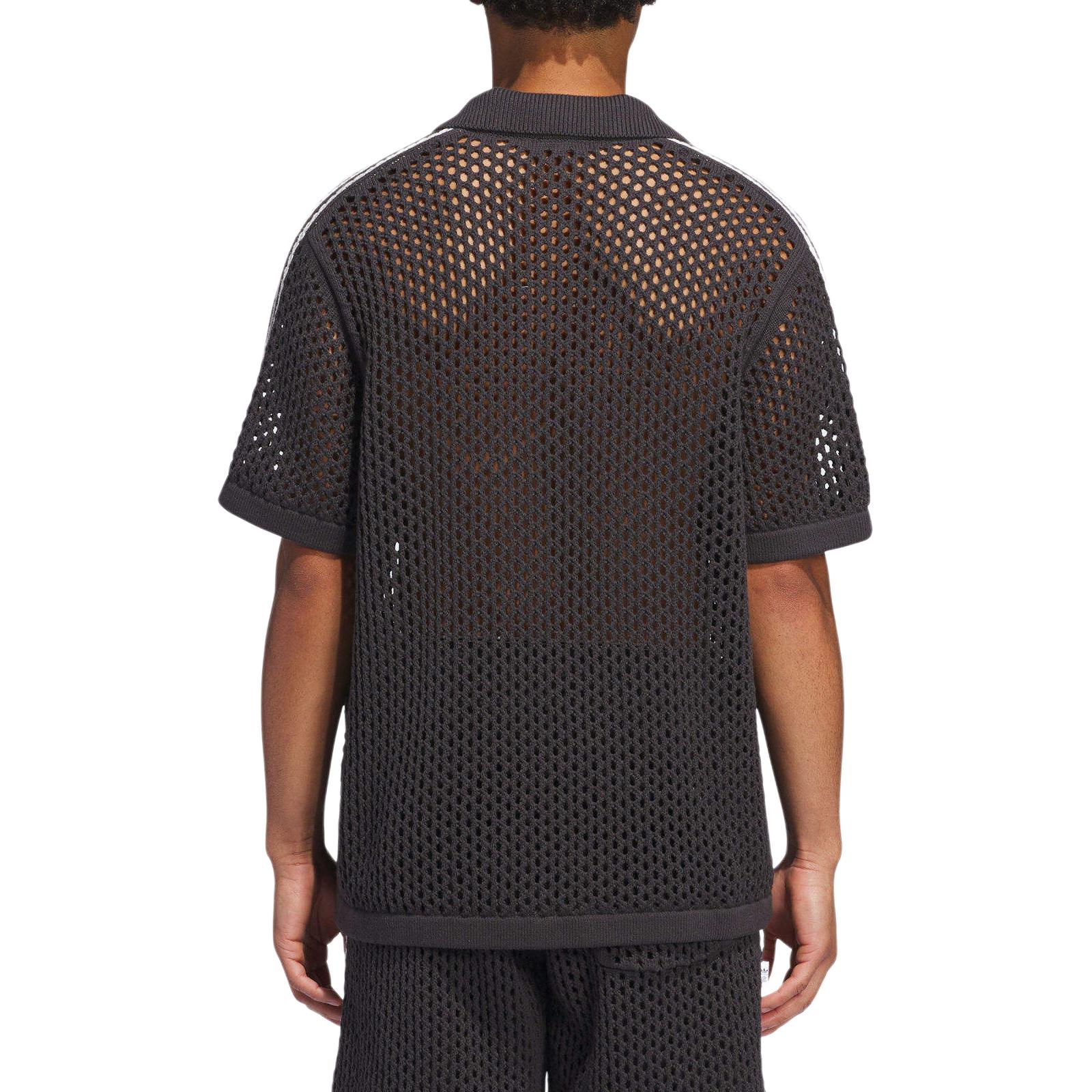 Sizing 阿迪达斯Originals x CLOT陈冠希条纹网眼POLO衫黑色男女同款 FW24 JE9593