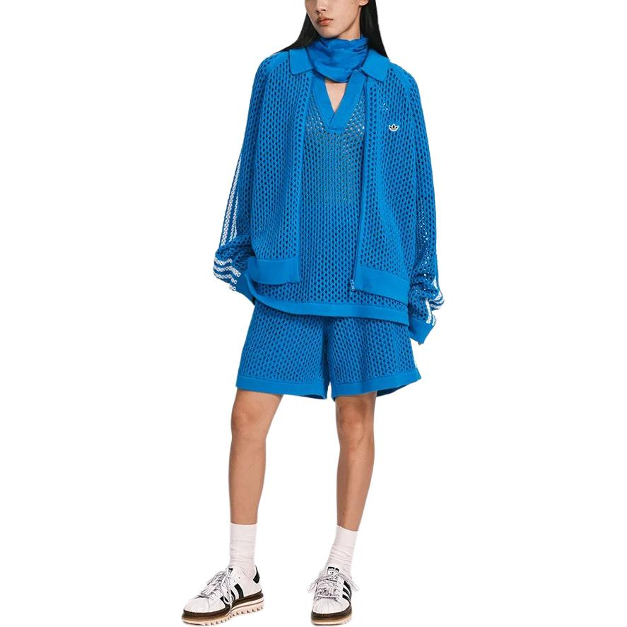 Shop adidas Originals x CLOT 藍色針織網眼外套 FW24 男女時尚舒適外套 JF4268