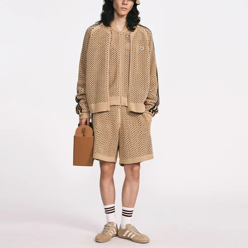 Shop 阿迪达斯 Originals x CLOT 男女针织网眼运动上衣褐色 FW24 JF4270