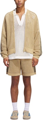 adidas Originals x CLOT Unisex Knitted Mesh Track Top Brown FW24 JF4270 Details for adidas Originals x CLOT Unisex Knitted Mesh Track Top Brown FW24 JF4270