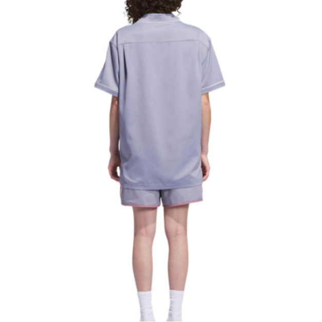 Details for 아디다스 오리지널스 x 클롯 유니섹스 퍼플 아웃도어 반팔 버튼업 셔츠. IY8684