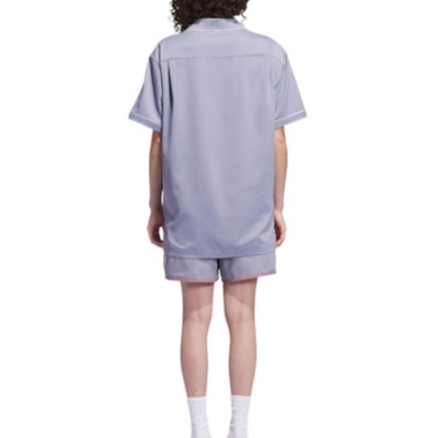 아디다스 오리지널스 x 클롯 유니섹스 퍼플 아웃도어 반팔 버튼업 셔츠. IY8684 Details for 아디다스 오리지널스 x 클롯 유니섹스 퍼플 아웃도어 반팔 버튼업 셔츠. IY8684