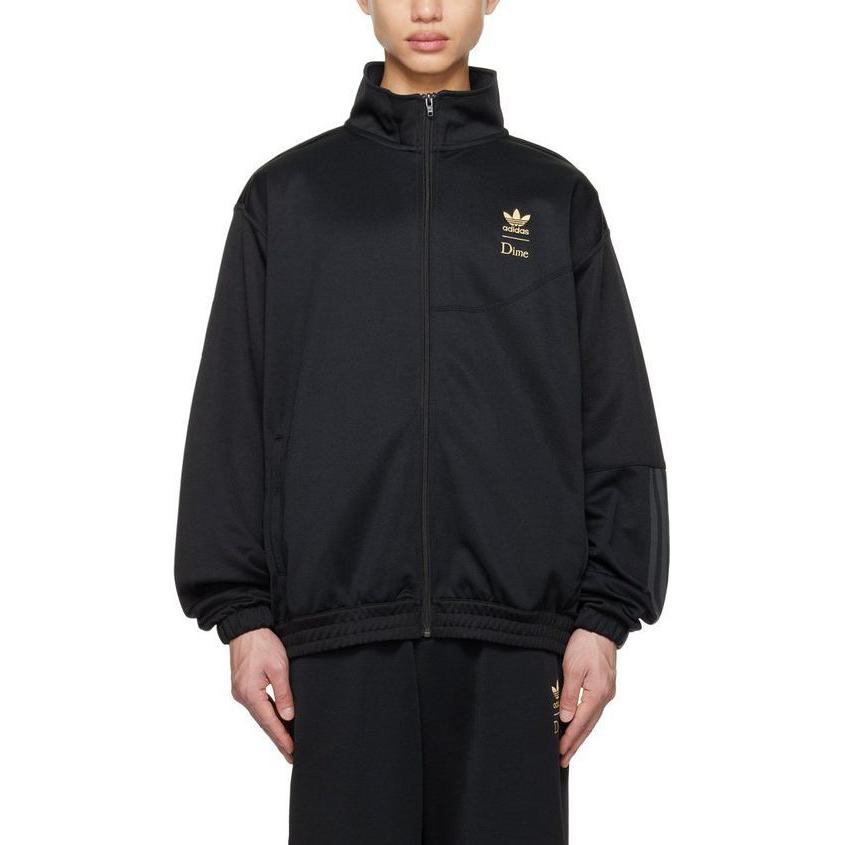 Shop adidas Originals x Dime SS23 黑色條紋刺繡Logo運動外套 男女款。 HZ7249
