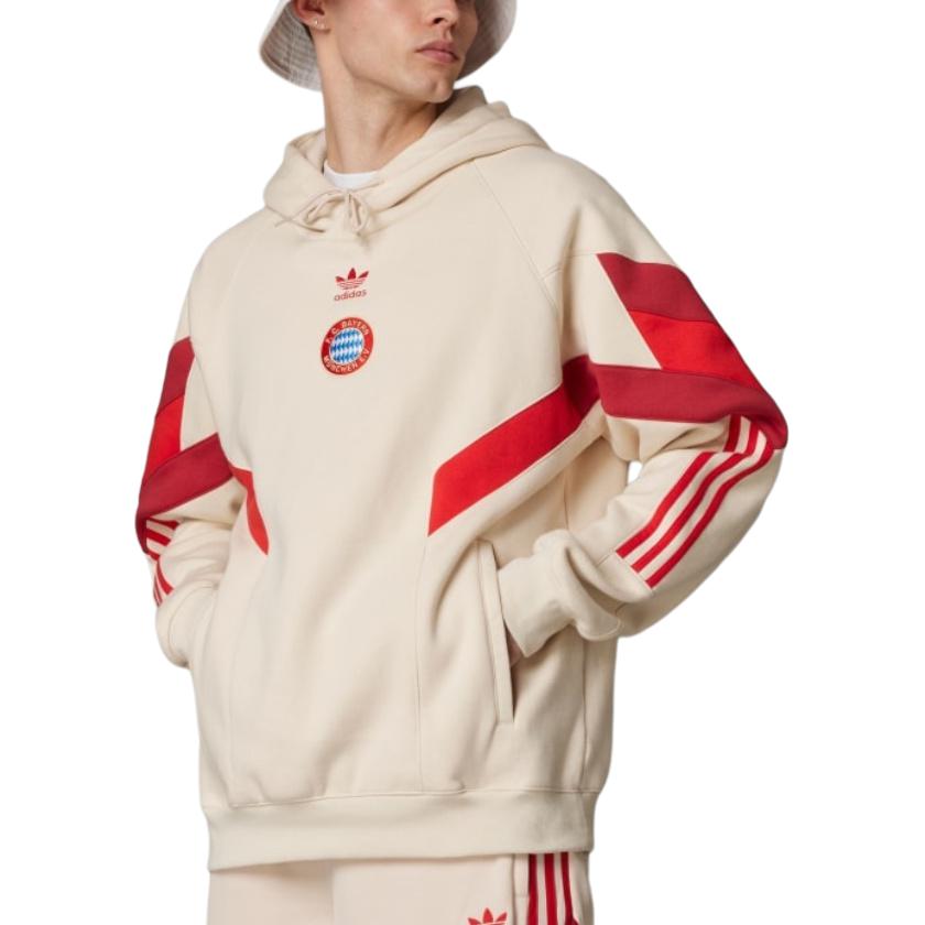 Shop adidas Originals x FC Bayern FW24 Hoodie Logo Garis Linen Striped. IS6513