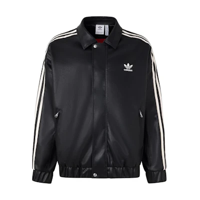 adidas Originals Feifei Ruan FW23 Black Leather Jacket with Logo Design Unisex IX4244