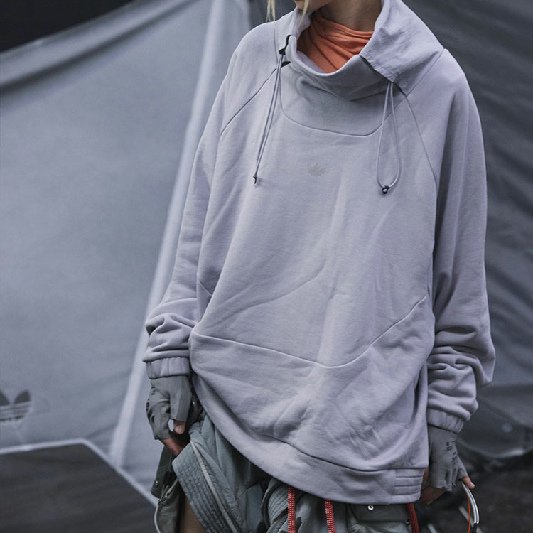 adidas Originals HAMCUS Capsule High-Neck Drawstring Pullover Hoodie Grey HY6365 圖 3