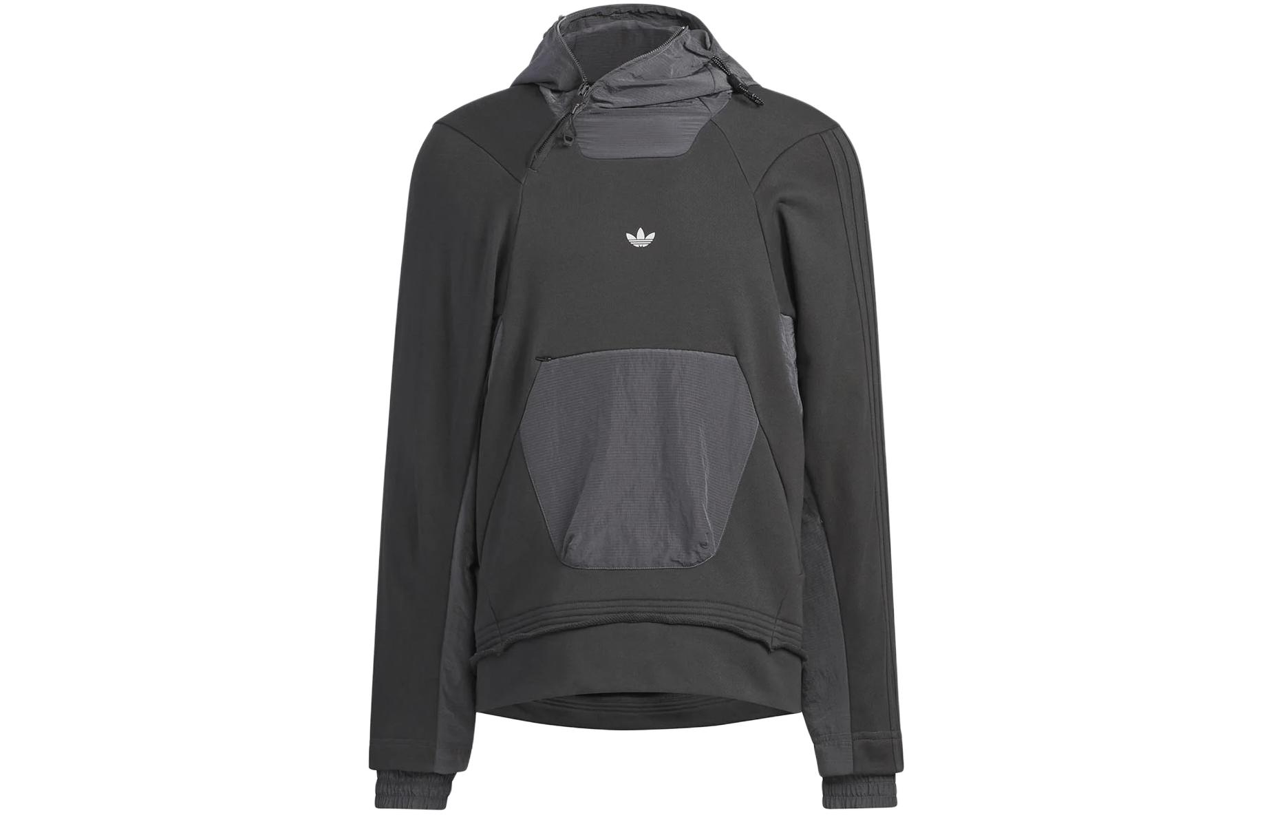 adidas Originals x HAMCUS Colorblock Hoodie with Chest Logo Pocket Unisex Black IX4342