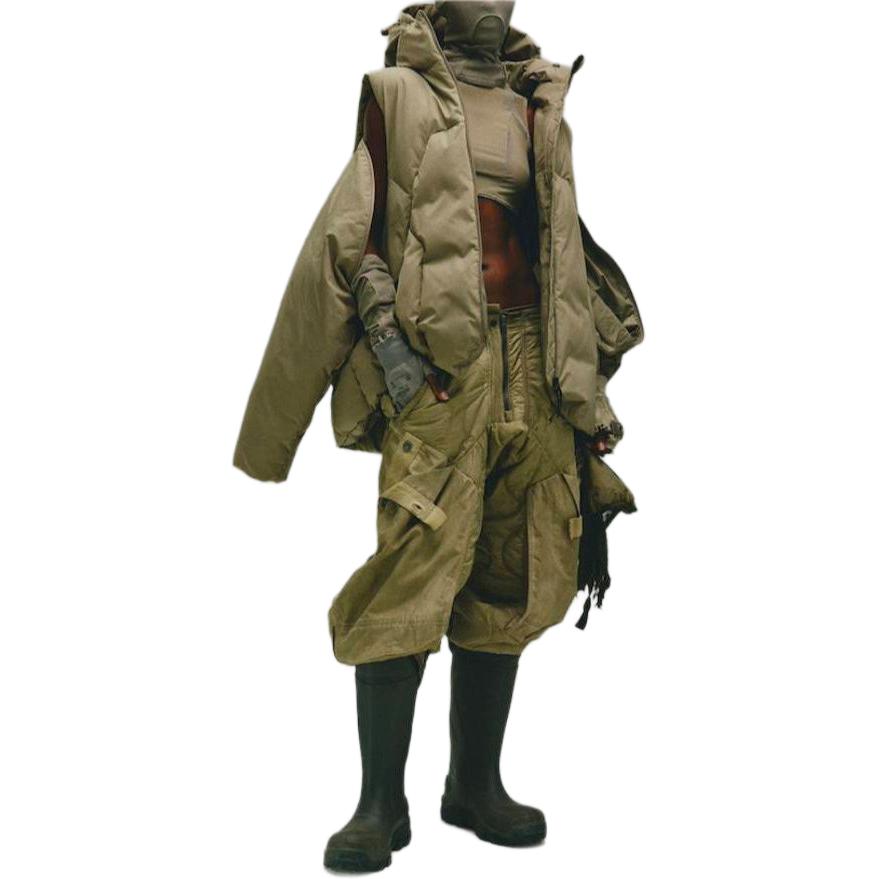 Details for adidas Originals x HAMCUS FW23 Three-Stripes Logo Hooded Puffer Jacket Khaki Unisex IY5050