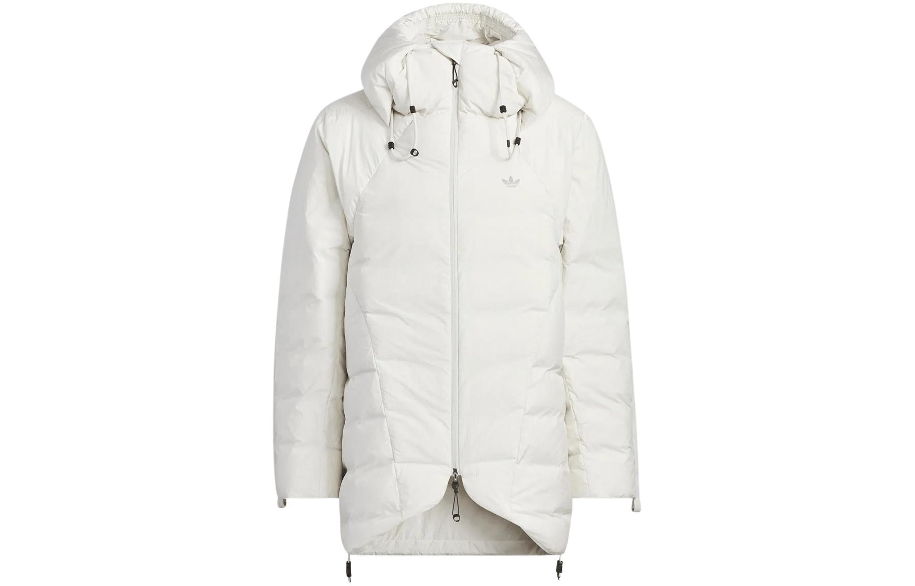 adidas Originals x HAMCUS FW23 Unisex White Quilted Logo Hooded Down Coat. IU4837