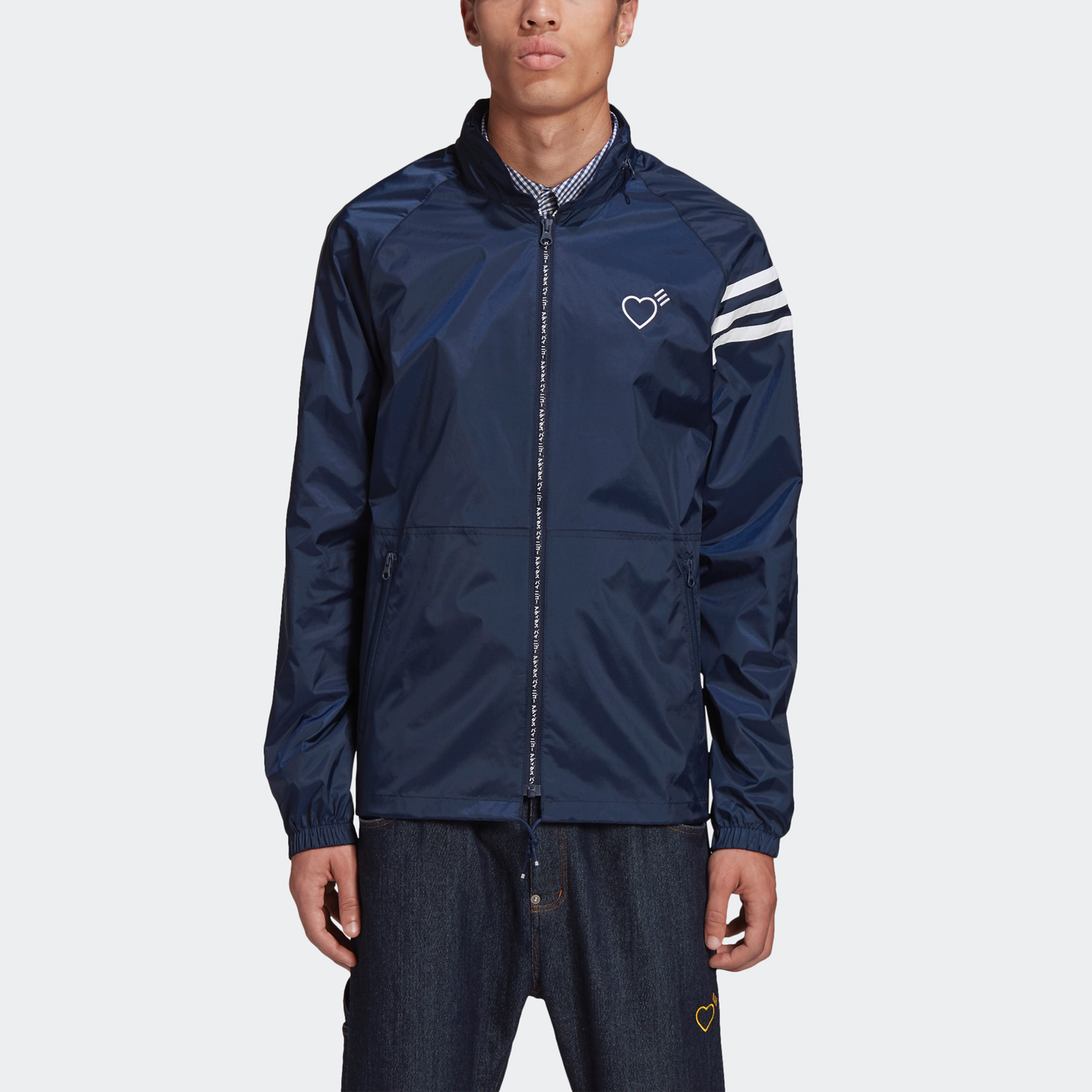 Adidas Originals HUMAN MADE Heart Logo Hooded Jacket Navy Blue GM4256 圖 4