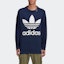 Shop adidas Originals x HUMAN MADE 大Logo男款海軍藍圓領長袖運動衫 GM4632