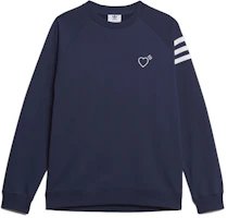 adidas Originals x HUMAN MADE Navy Striped Pullover Sweatshirt Collaboration GM4268 adidas Originals x HUMAN MADE Navy Striped Pullover Sweatshirt Collaboration GM4268