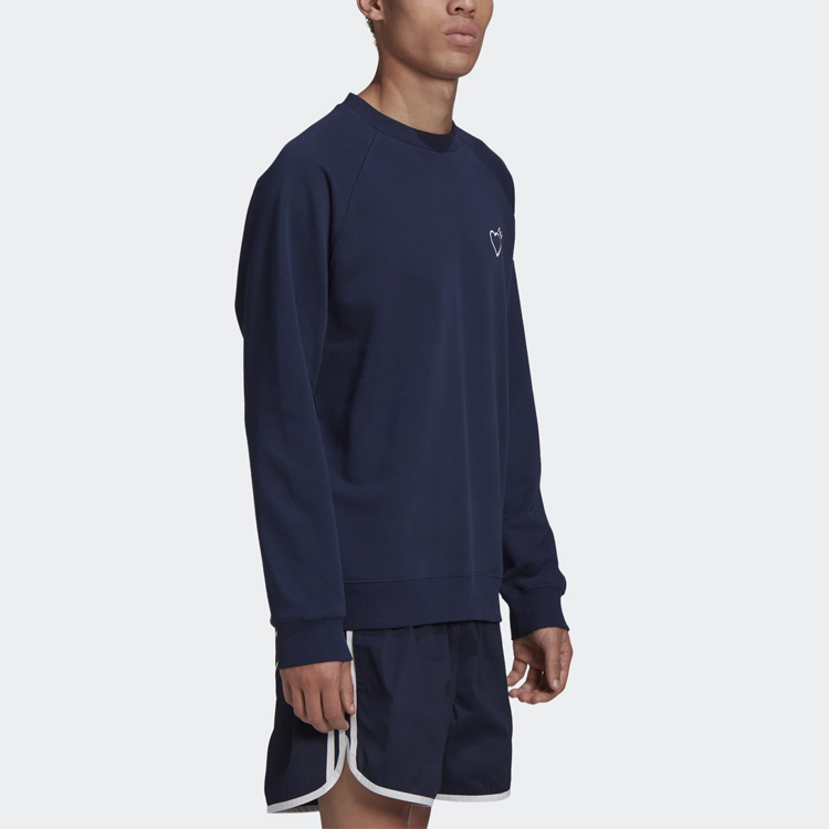 Details for adidas Originals x HUMAN MADE Baju Navy Berjalur Kelabu Kolaborasi. GM4268