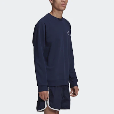 adidas Originals x HUMAN MADE Baju Navy Berjalur Kelabu Kolaborasi. GM4268 Details for adidas Originals x HUMAN MADE Baju Navy Berjalur Kelabu Kolaborasi. GM4268
