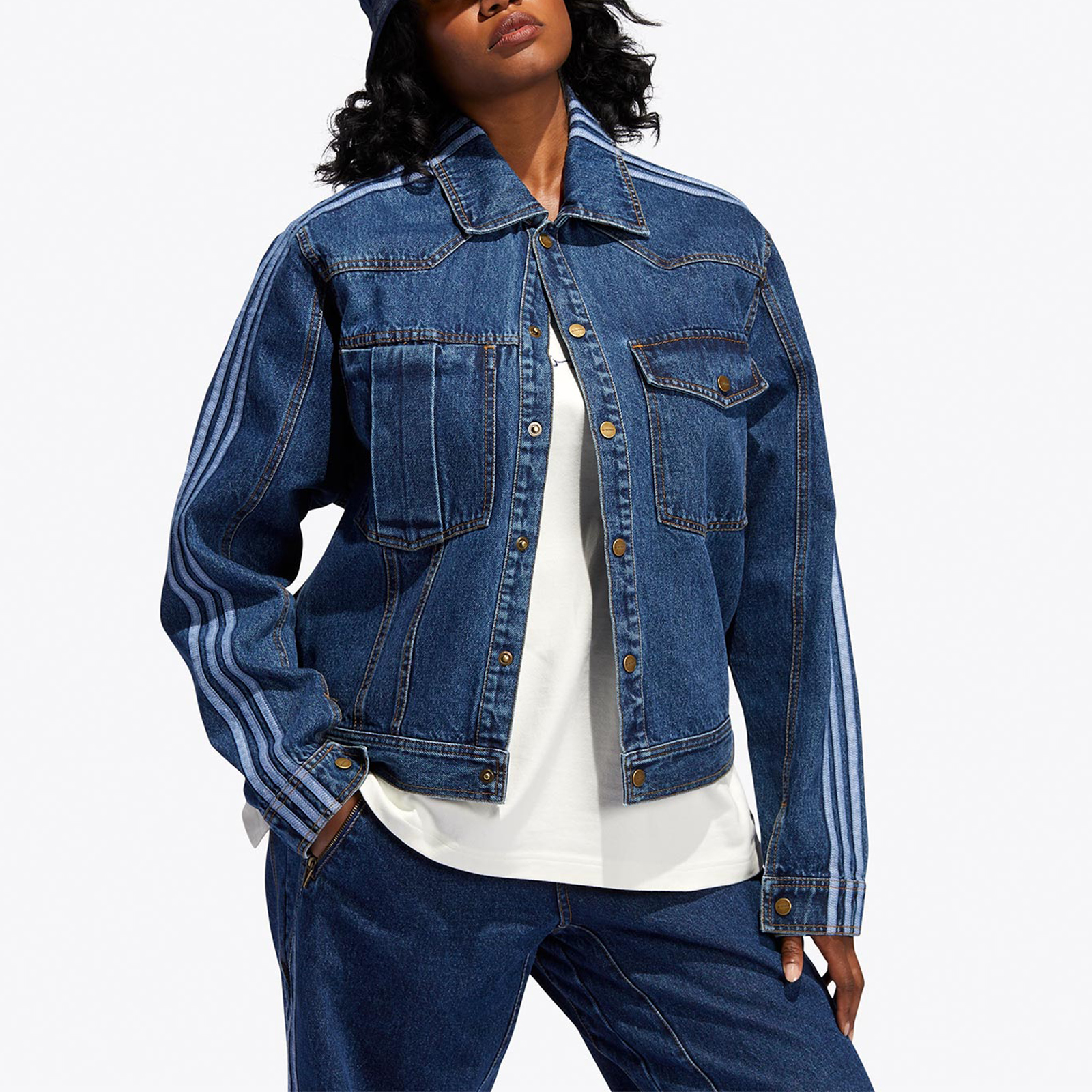 Purchase adidas Originals x Ivy Park Collab Triple Stripe Denim Jacket Unisex Blue HG6544