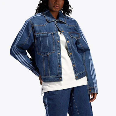 adidas Originals x Ivy Park Collab Triple Stripe Denim Jacket Unisex Blue HG6544 Sizing adidas Originals x Ivy Park Collab Triple Stripe Denim Jacket Unisex Blue HG6544