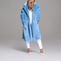 Shop Adidas Originals x Ivy Park 藍色人造皮草長款大衣(男女適用) H18983