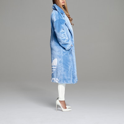 Adidas Originals x Ivy Park Faux Fur Blue Long Coat (Unisex) H18983 Details for Adidas Originals x Ivy Park Faux Fur Blue Long Coat (Unisex) H18983