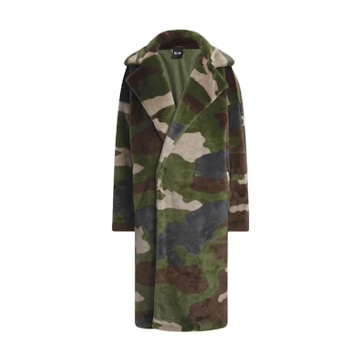 adidas Originals IVY PARK Faux Fur Camo Long Coat SS23 Unisex Army Green. IB2314
