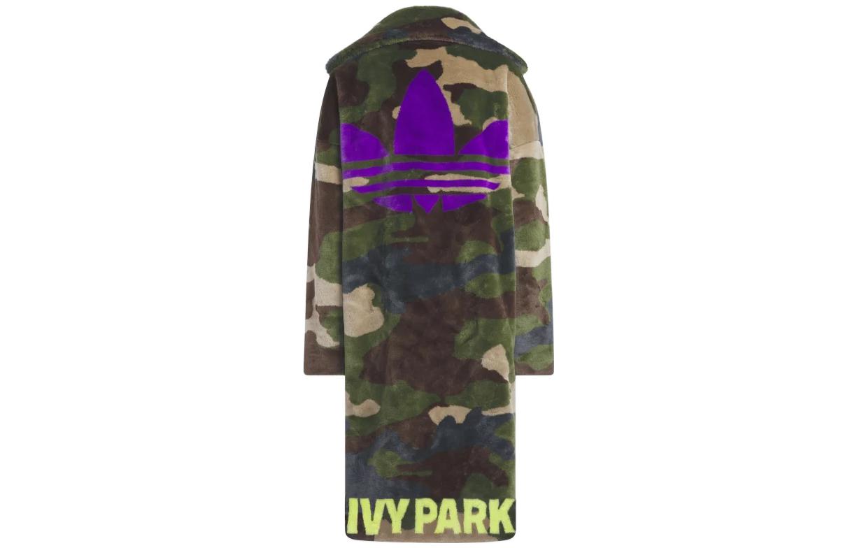 Lookbook adidas Originals x IVY PARK 仿皮草迷彩長外套 SS23 中性軍綠色 IB2314