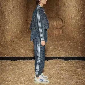 阿迪达斯Originals x IVY PARK宽松印花牛仔运动裤蓝色裤子 H61699 4