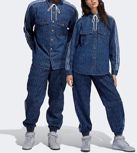 阿迪达斯Originals x IVY PARK宽松印花牛仔运动裤蓝色裤子 H61699 Sizing 阿迪达斯Originals x IVY PARK宽松印花牛仔运动裤蓝色裤子 H61699