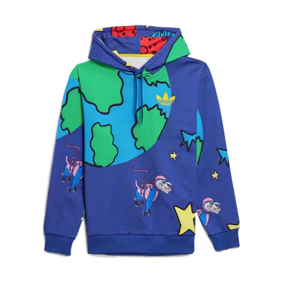 adidas Originals Kerwin Frost Cartoon Print Blue Hoodie Fall Collection HN9052