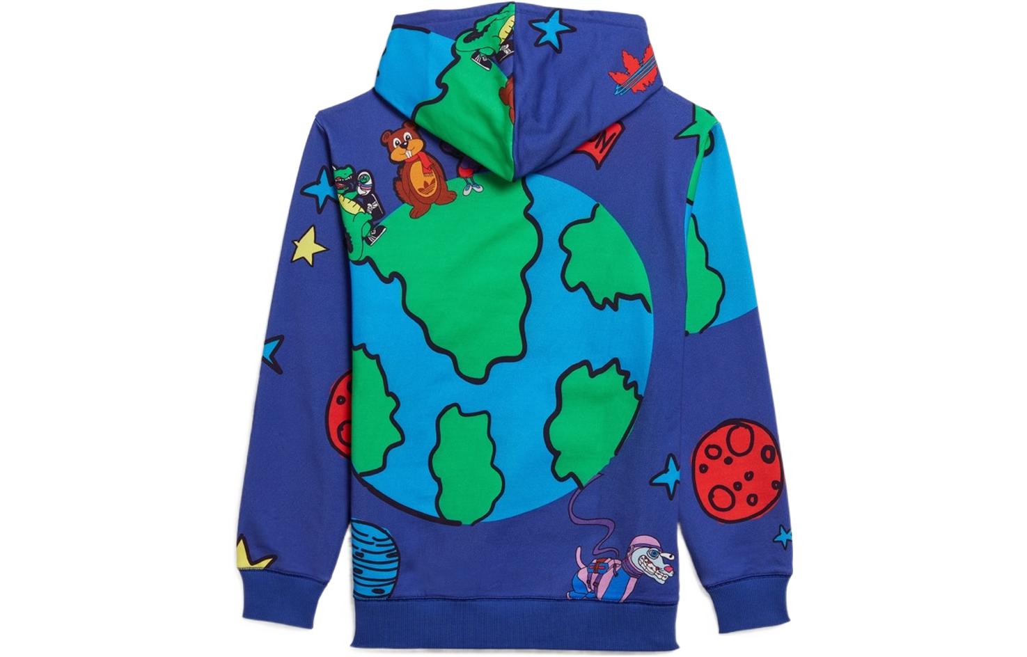 adidas Originals Kerwin Frost Cartoon Print Blue Hoodie Fall Collection HN9052 圖 3