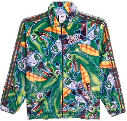 阿迪达斯Originals x Kerwin Frost绿色卡通印花仿皮草夹克男款 H66306 Order 阿迪达斯Originals x Kerwin Frost绿色卡通印花仿皮草夹克男款 H66306