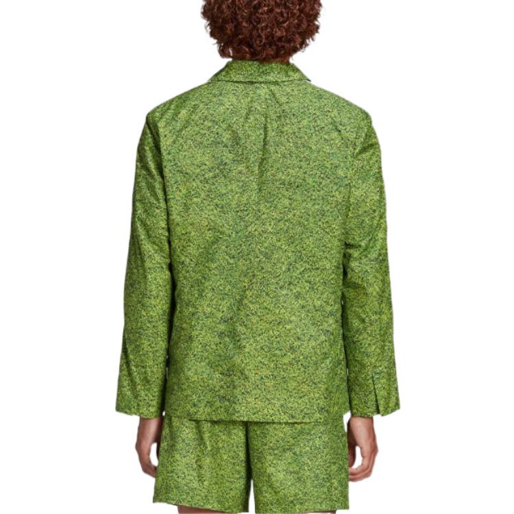 Details for アディダス オリジナルス x ケルウィンフロスト グラスプリント ブレザージャケット グリーン。 HI5686