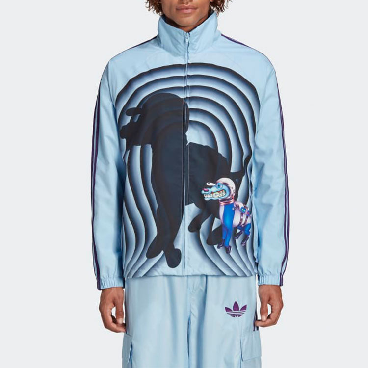 Details for adidas Originals x Kerwin Frost Space Dog Print Retro Track Jacket Pink Blue Mens. H59928