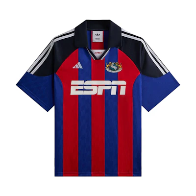 adidas Originals Kith ESPN Striped Football Jersey Red/Blue Shirt. JF3234