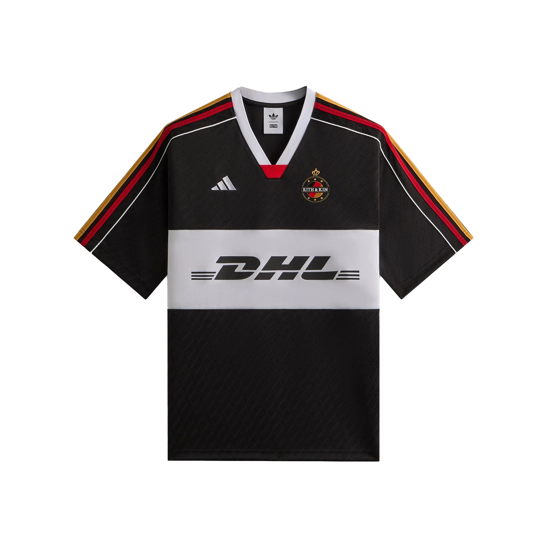 adidas Originals Kith Football DHL Express  Black Short Sleeve Jersey. JN3587