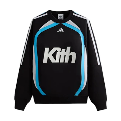 adidas Originals Kith SS25 Black Crewneck Long Sleeve Sweatshirt. JF3349