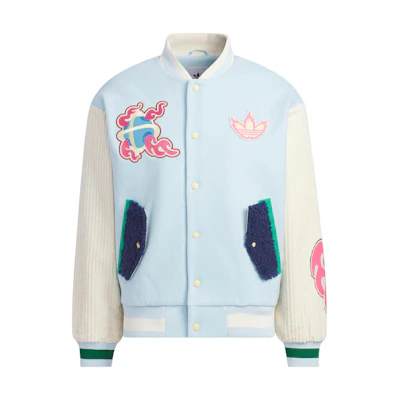 adidas Originals Melting Sadness Logo Bunny Patch Baseball Jacket Ice Blue Unisex HY7248