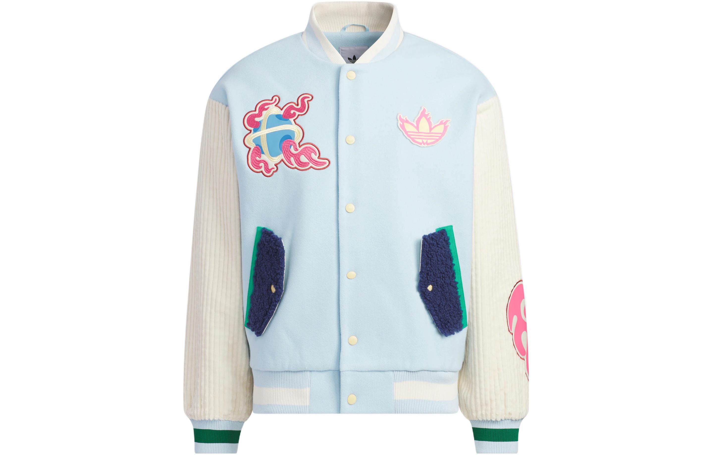 adidas Originals Melting Sadness Logo Bunny Patch Baseball Jacket Ice Blue Unisex HY7248 圖 2