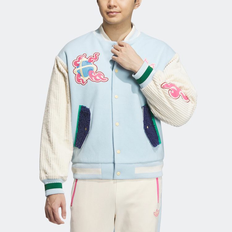 adidas Originals Melting Sadness Logo Bunny Patch Baseball Jacket Ice Blue Unisex HY7248 圖 3