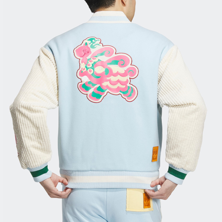 adidas Originals Melting Sadness Logo Bunny Patch Baseball Jacket Ice Blue Unisex HY7248 圖 4