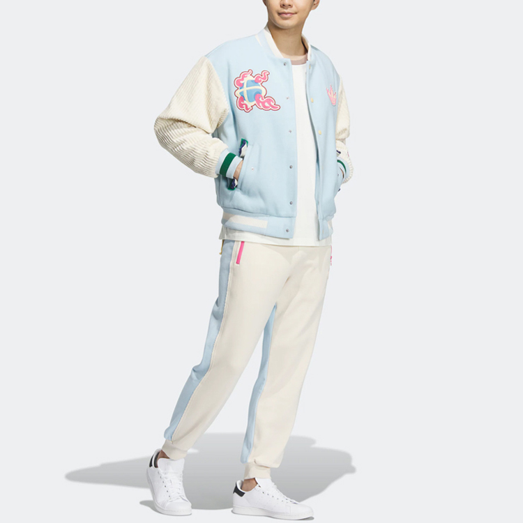 adidas Originals Melting Sadness Logo Bunny Patch Baseball Jacket Ice Blue Unisex HY7248 圖 5