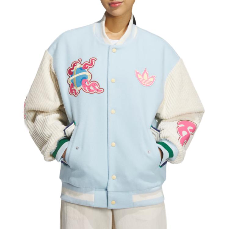 adidas Originals Melting Sadness Logo Bunny Patch Baseball Jacket Ice Blue Unisex HY7248 圖 6