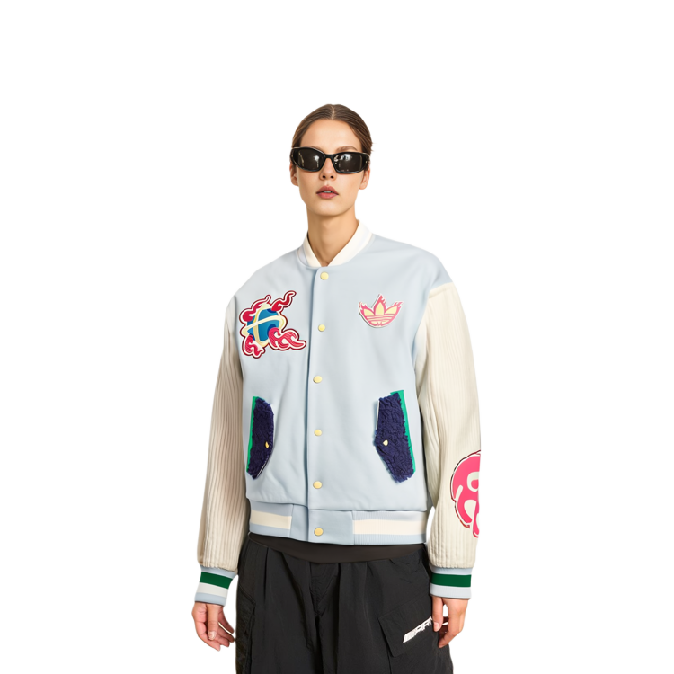 adidas Originals Melting Sadness Logo Bunny Patch Baseball Jacket Ice Blue Unisex HY7248 圖 7