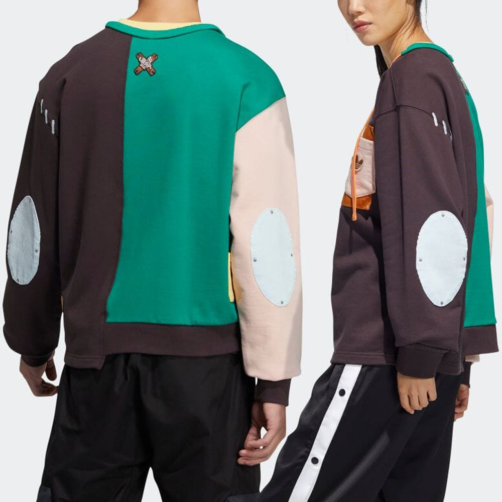 Shop adidas Originals x Melting Sadness 拼布系列寬鬆版男女款衛衣 HC0349